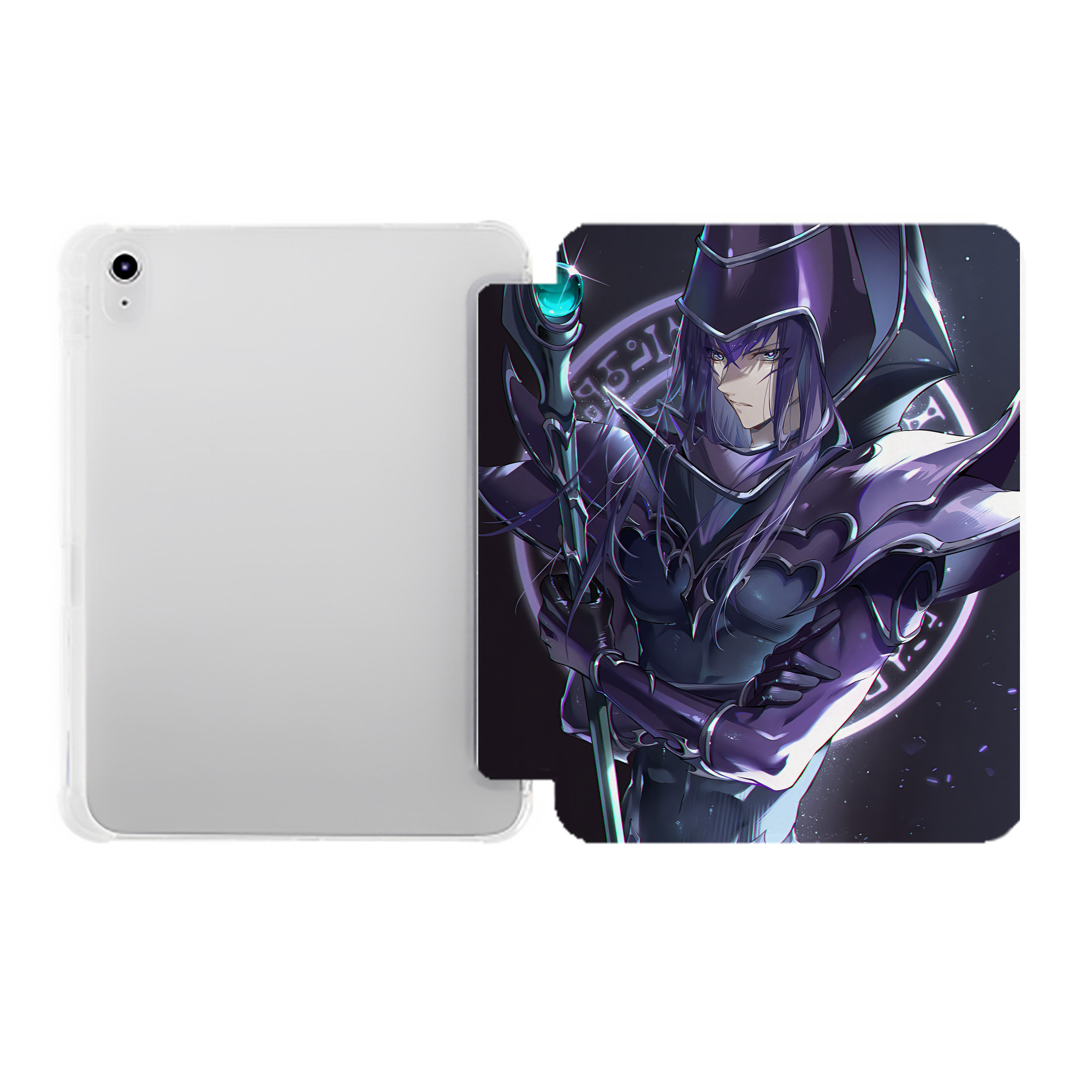 （画像用） 遊☆戯☆王 Yu-Gi-Oh! IPad ケース ペン収納付き 三つ折りスタンド PUレザー×シリコン 対応機種9.5/10.5/10.9インチ